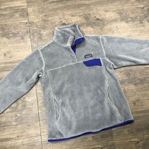 Patagonia Women Fleece Pullover‎ Snap T Gray Blue Size Medium Polartec